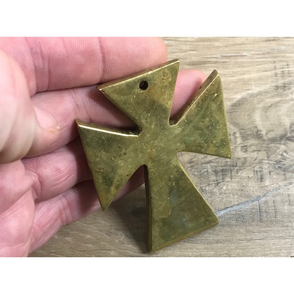 Vintage Heavy Solid Brass Celtic Cross Pendant 3.… - image 3